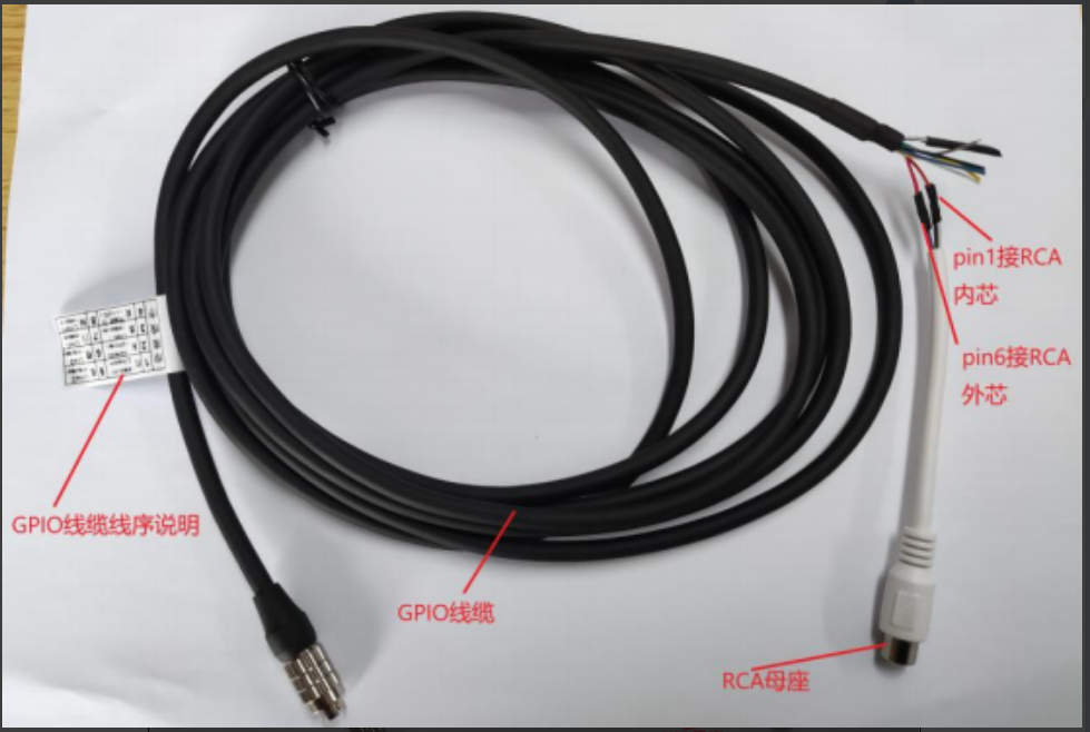 FL3-U3-13Y3M-C 相机的 GPIO 线缆焊接 RCA 母座示意图